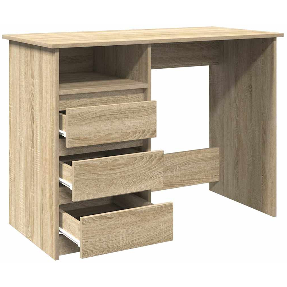vidaXL 3 Drawer Single Shelf Computer Desk Sonoma Oak Image 4