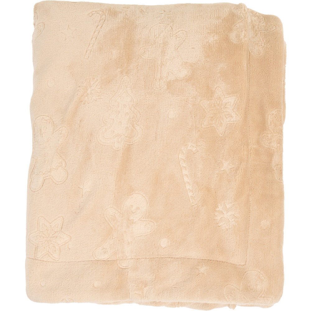 Gingerbread Man Embossed Fleece Throw Natural Image 2