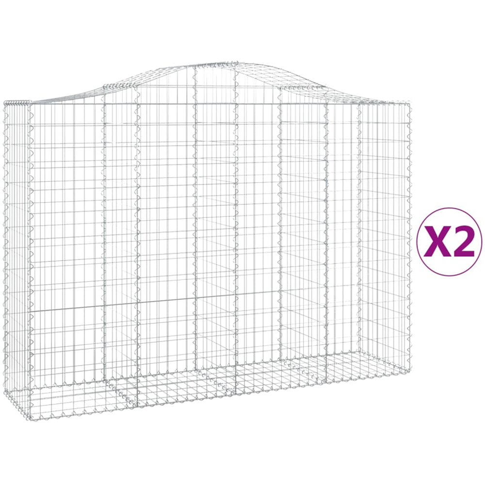 vidaXL Silver Galvanised Iron Arched Gabion Basket 200 x 50 x 140/160cm 2 Pack Image 2