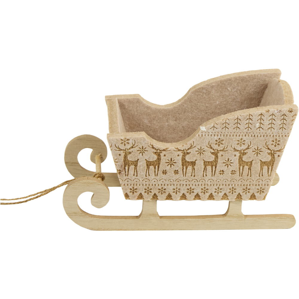 Felt Scandi Sleigh Decoration Natural Image 1