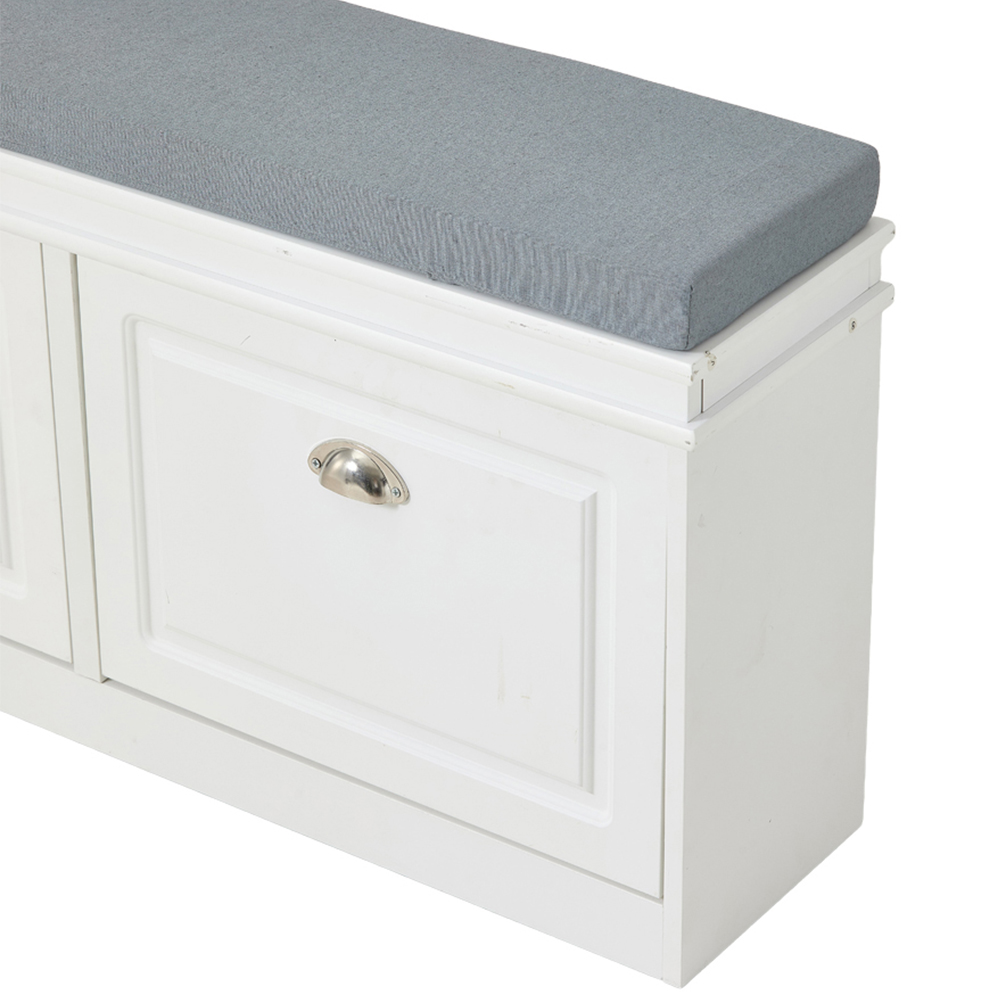 Living and Home 2 Shelf White and Grey Shoe Storage Bench Image 5