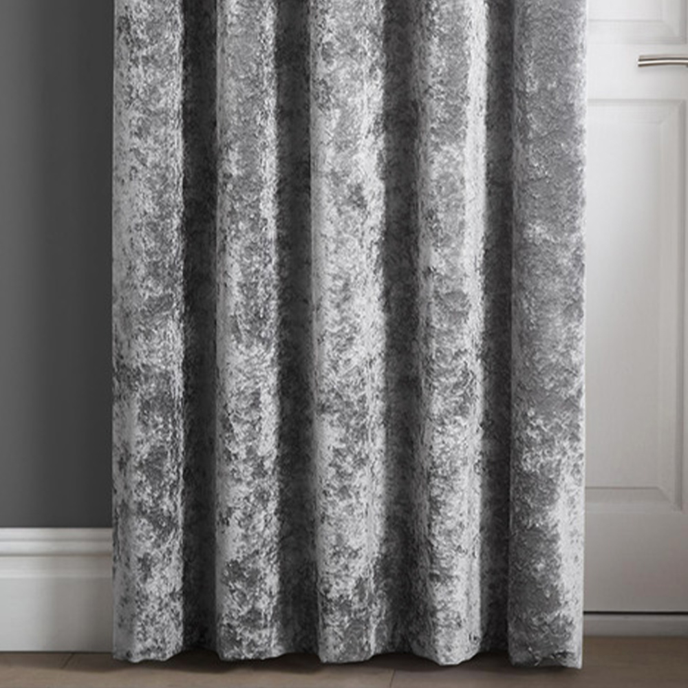 Intimates Silver Crushed Velvet Door Curtain 117X213cm Image 3