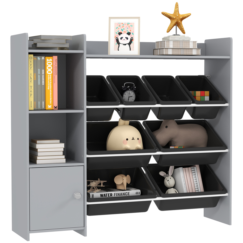 AIYAPLAY 8 Bins Grey Toy Storage Unit Image 2