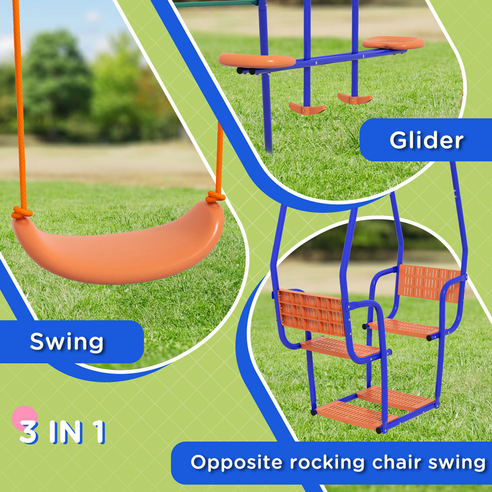 Outsunny 3 in 1 Metal Kids Swing Set Image 6