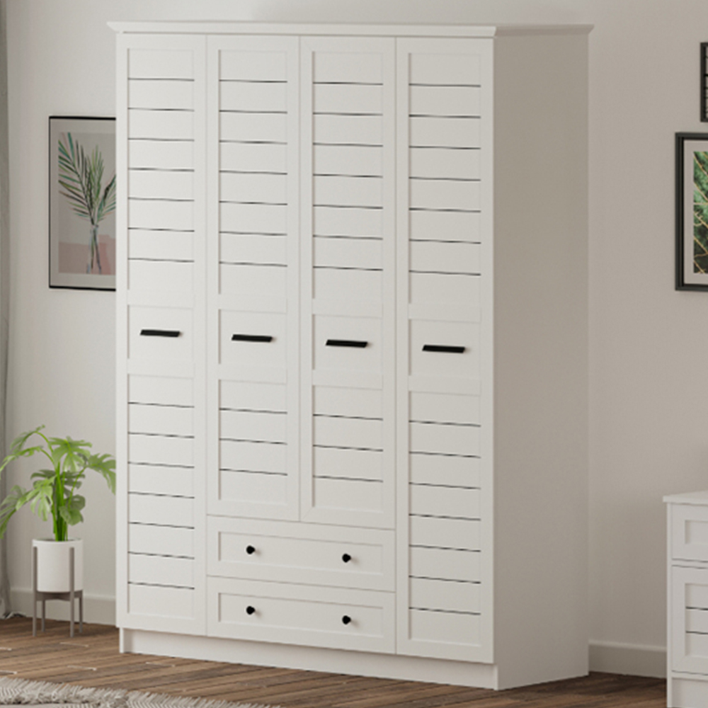 Evu VENICE XL 4 Door 2 Drawer Soft White Wardrobe Image 1