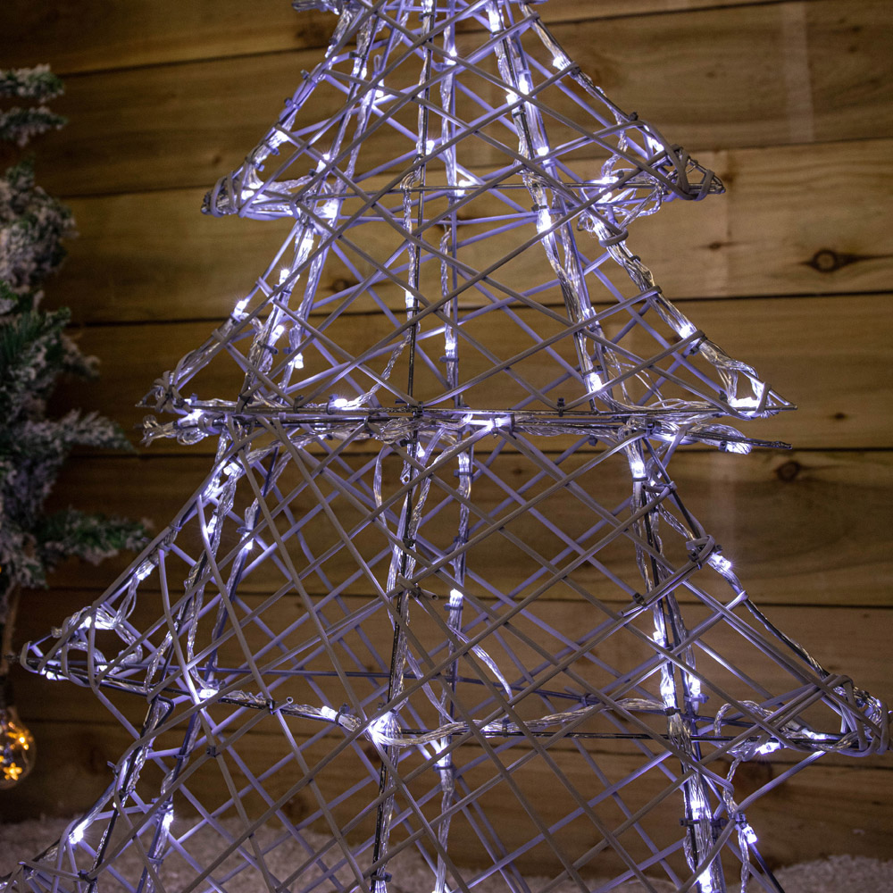 Samuel Alexander Warm and Cool White LED Light Up Grey Rattan Christmas Tree 2.9ft Image 6