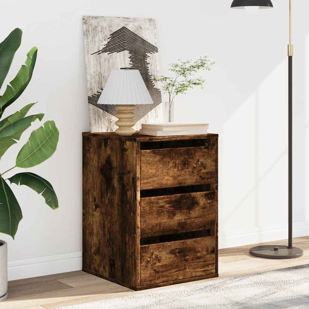 vidaXL 3 Drawer Smoked Oak Wooden Chest of Drawers Image 8