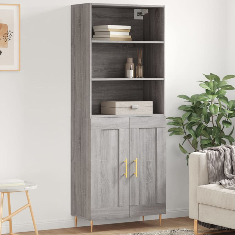 vidaXL 2 Door 3 Shelf Grey Sonoma Highboard Image 1
