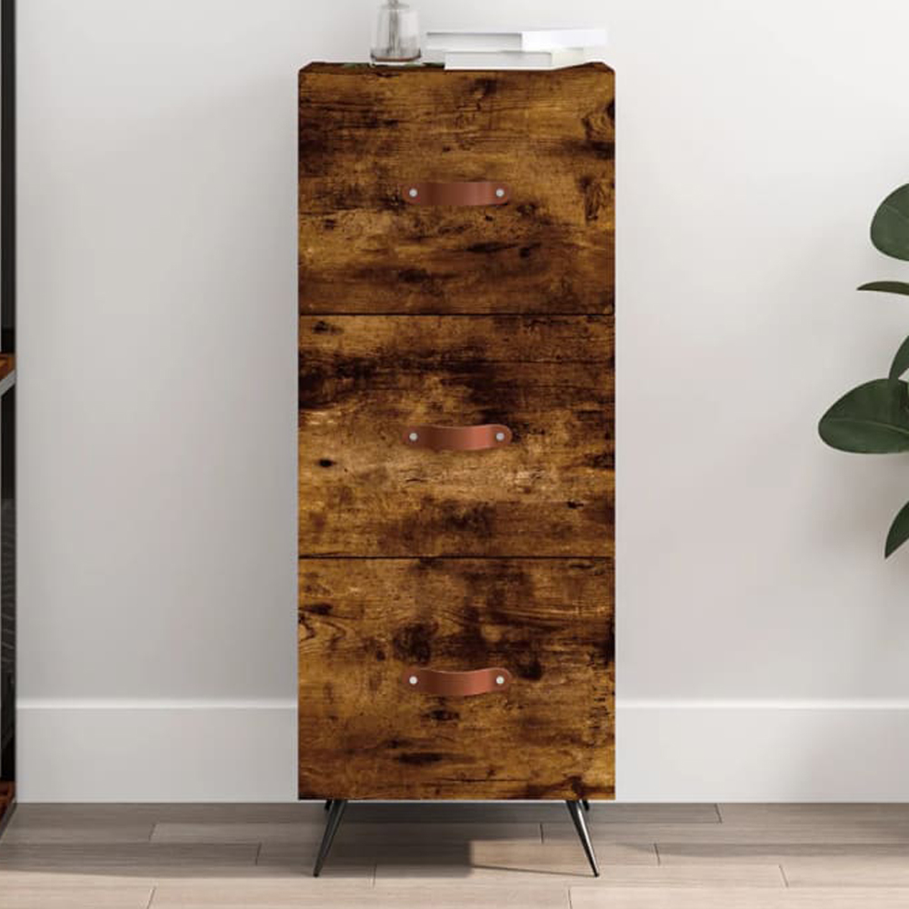 vidaXL 3 Drawer Smoked Oak Sideboard Image 1
