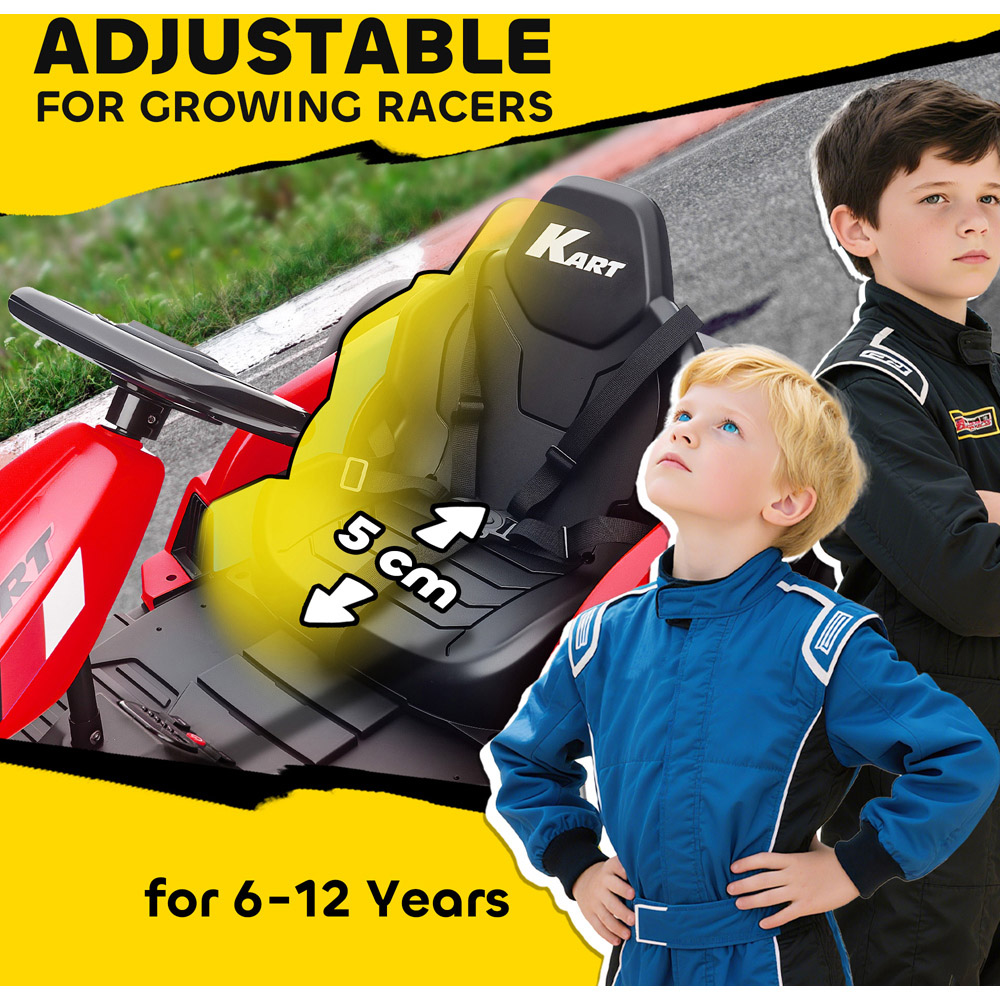 Tommy Toys AIYAPLAY Kids Red Electric Ride One Go Kart with Drift Mode and Adjustable Seat 24V Image 7