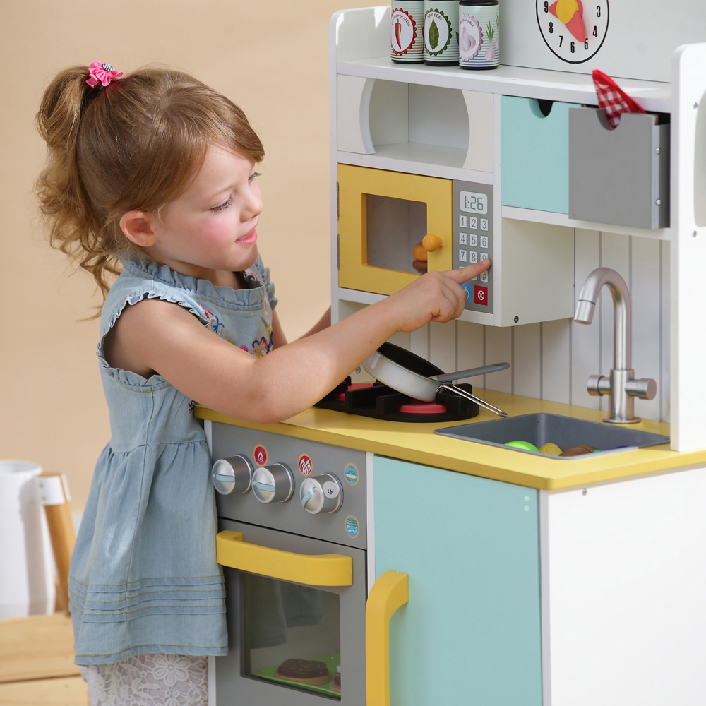 Teamson Kids Little Chef Florence White Green and Yellow Classic Kitchen Play Set Image 5
