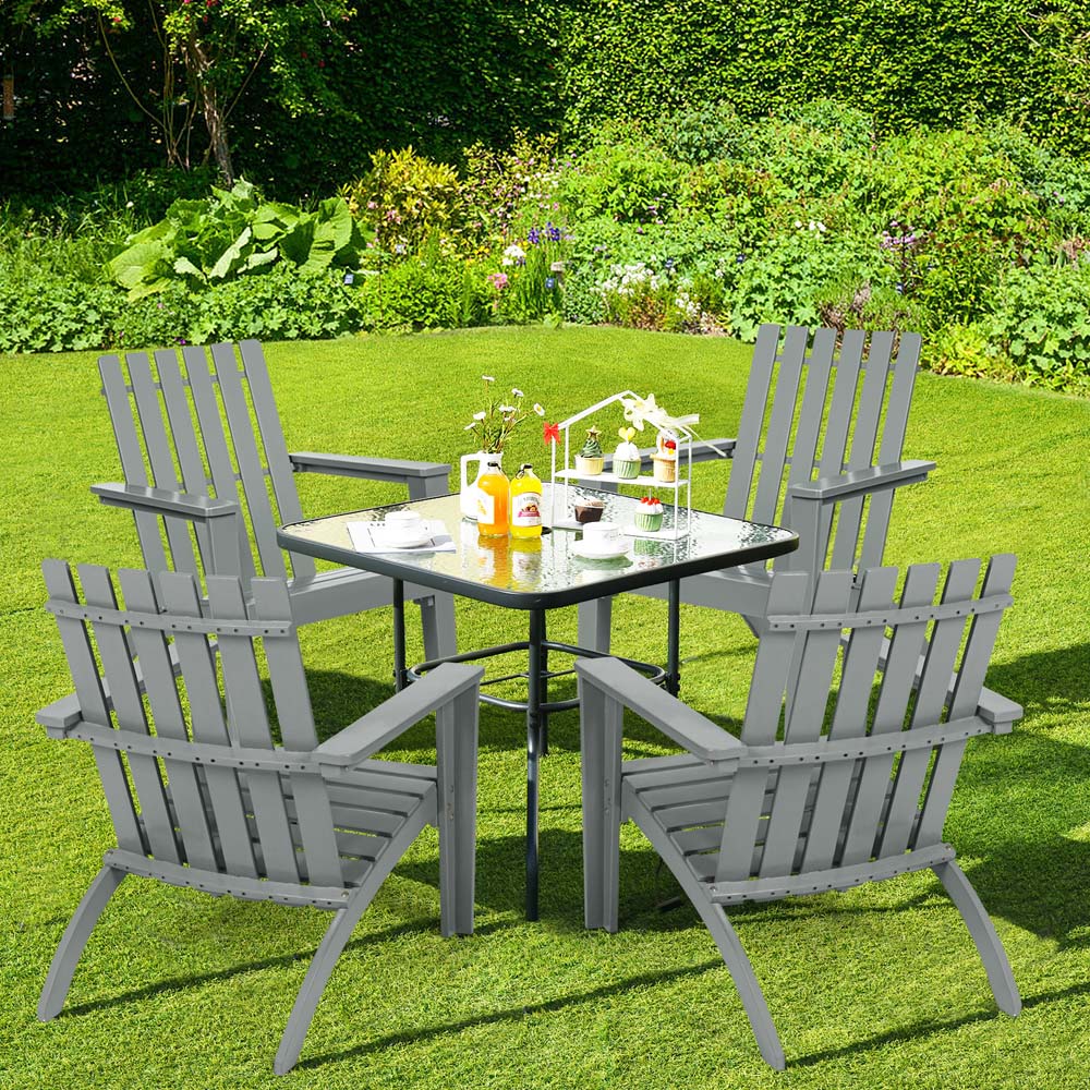 Costway Grey Acacia Wood Adirondack Garden Chair Image 5