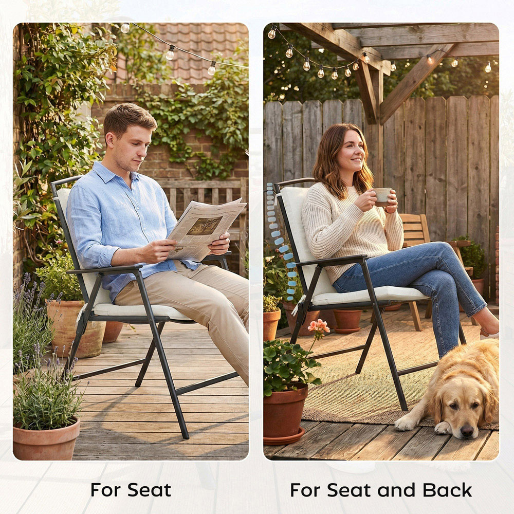 Outsunny Cream White Waterproof Garden Chair Cushion 50 x 50cm 2 Pack Image 8
