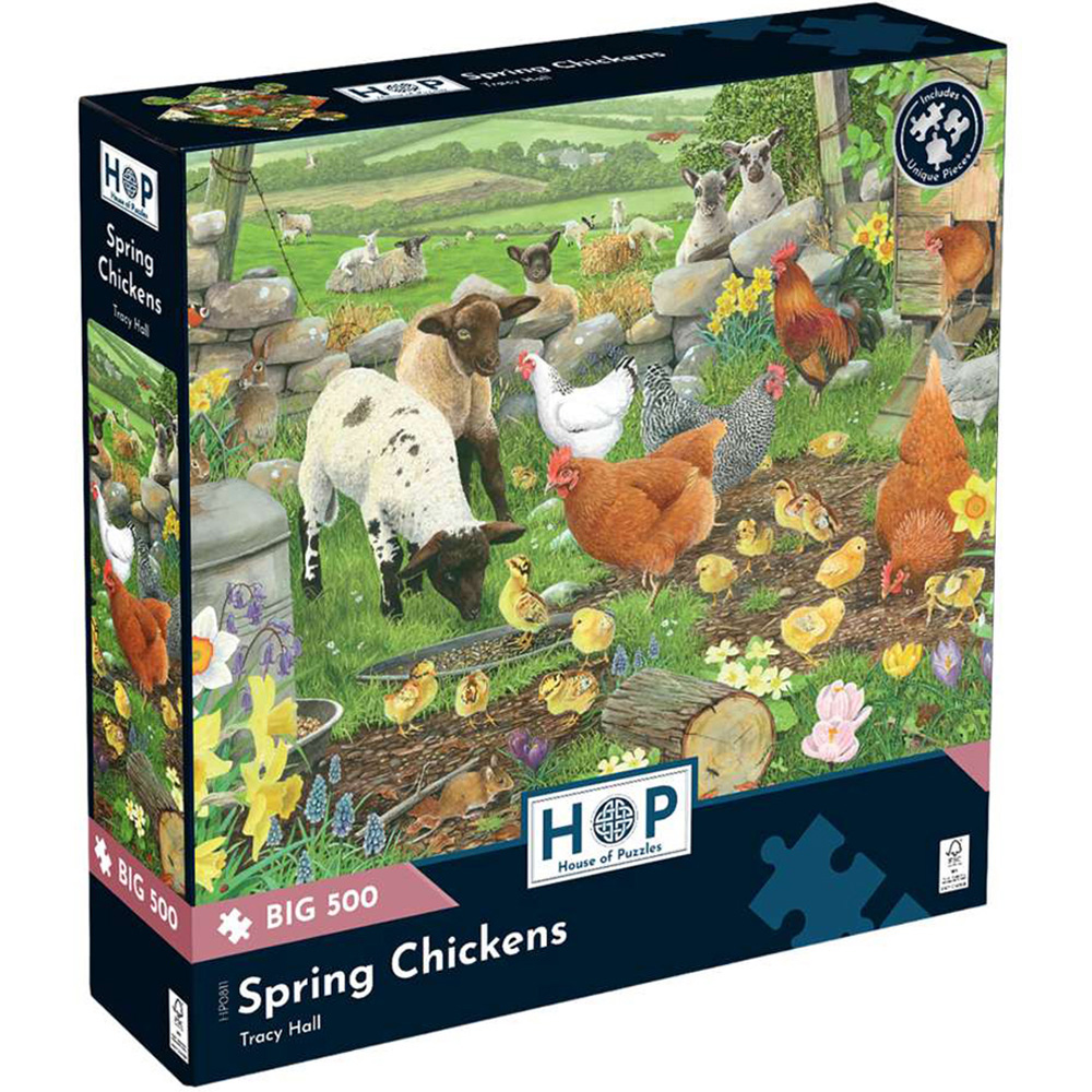 The House of Puzzles Spring Chickens 500 Piece Big Jigsaw Puzzle Image 2