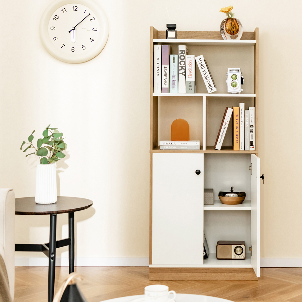 Costway 3 Shelf 2 Door Wooden Storage Cabinet Image 5