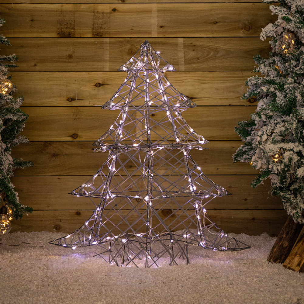 Samuel Alexander Warm and Cool White LED Light Up Grey Rattan Christmas Tree 2.9ft Image 7