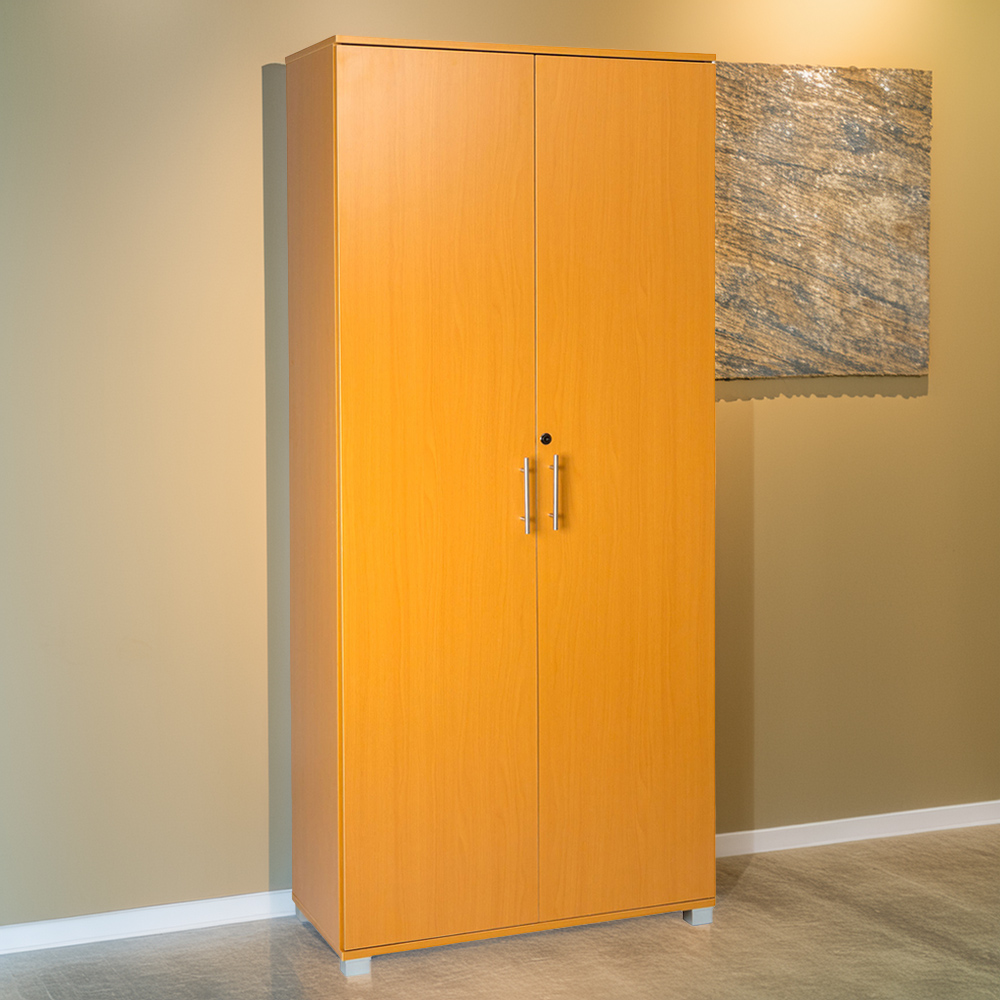 MMT Furniture Designs 2 Door Beech Wooden Lockable Filing Cabinet Image 1