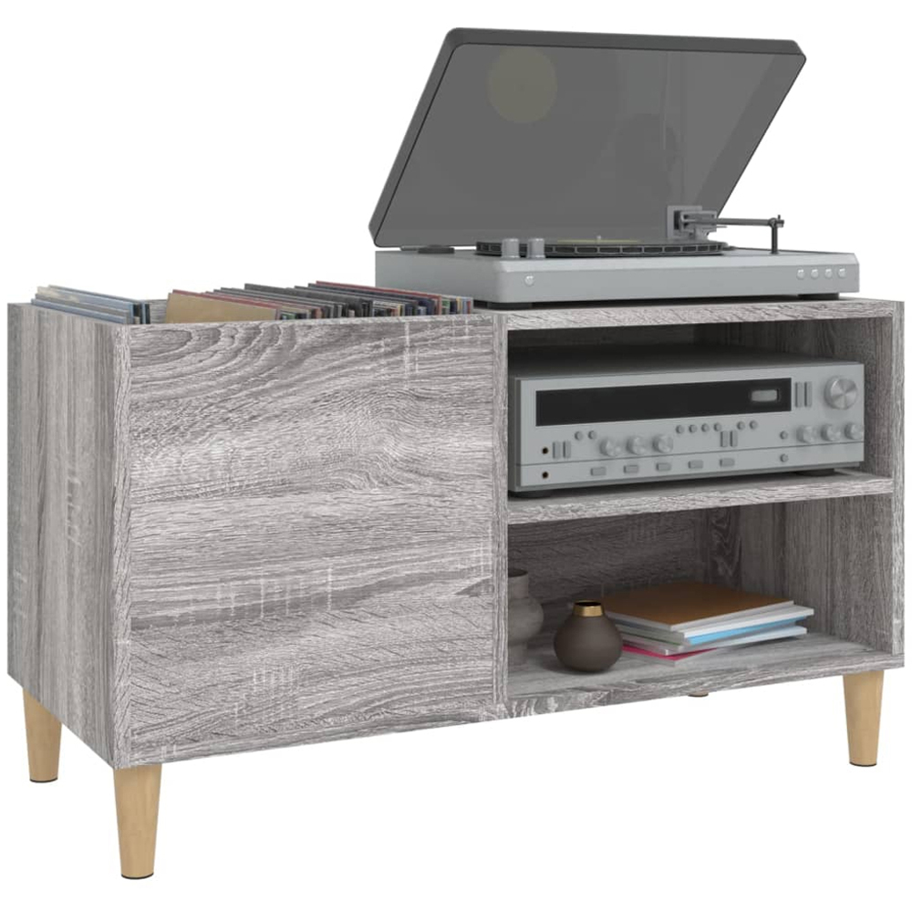 vidaXL 2 Shelf Grey Sonoma Record Cabinet Image 3