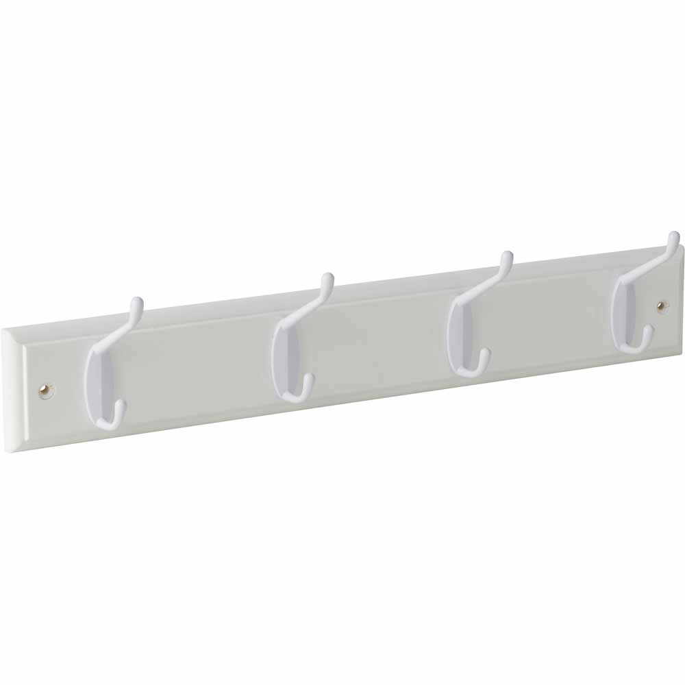 Wilko White 4 Hook Hat and Coat Rail Image 2