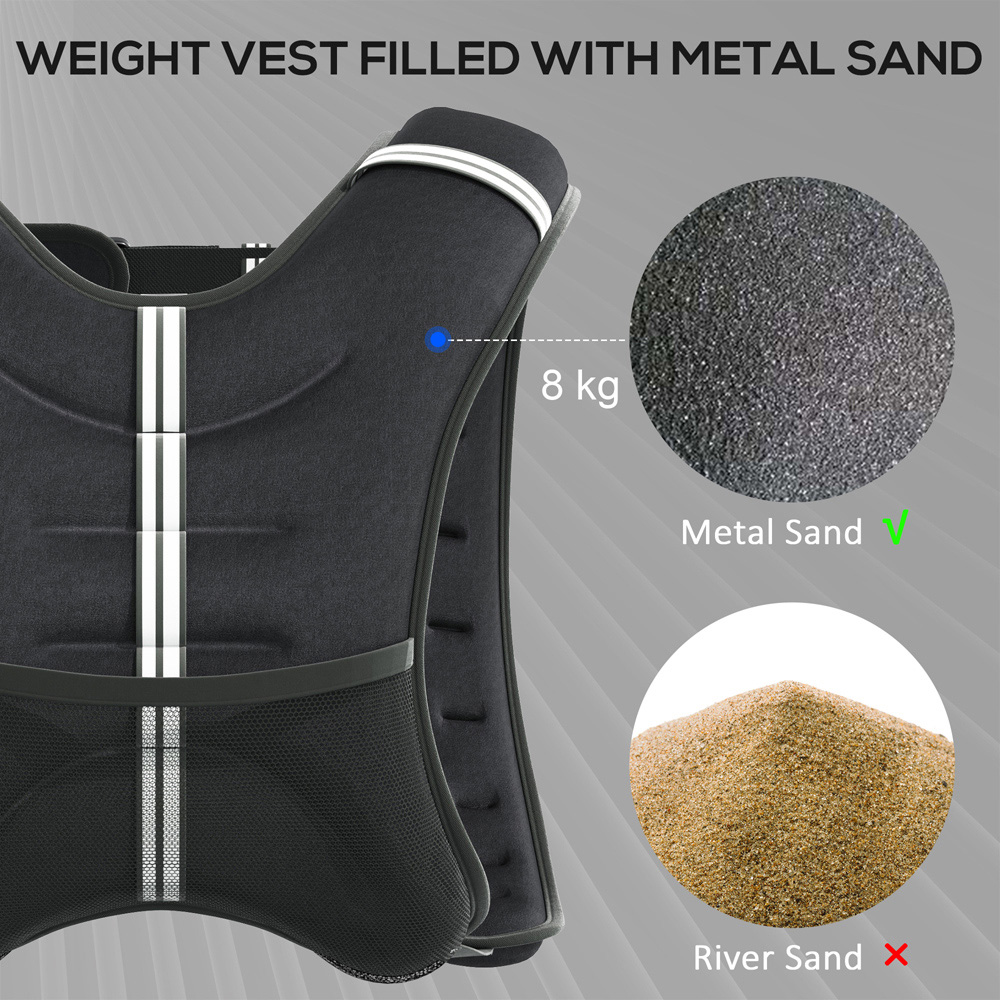 HOMCOM 8kg Adjustable Weighted Vest with Pocket and Reflective Strips Image 5