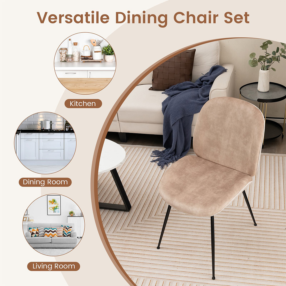 Costway Set of 2 Coffee Velvet Dining Chairs Image 5