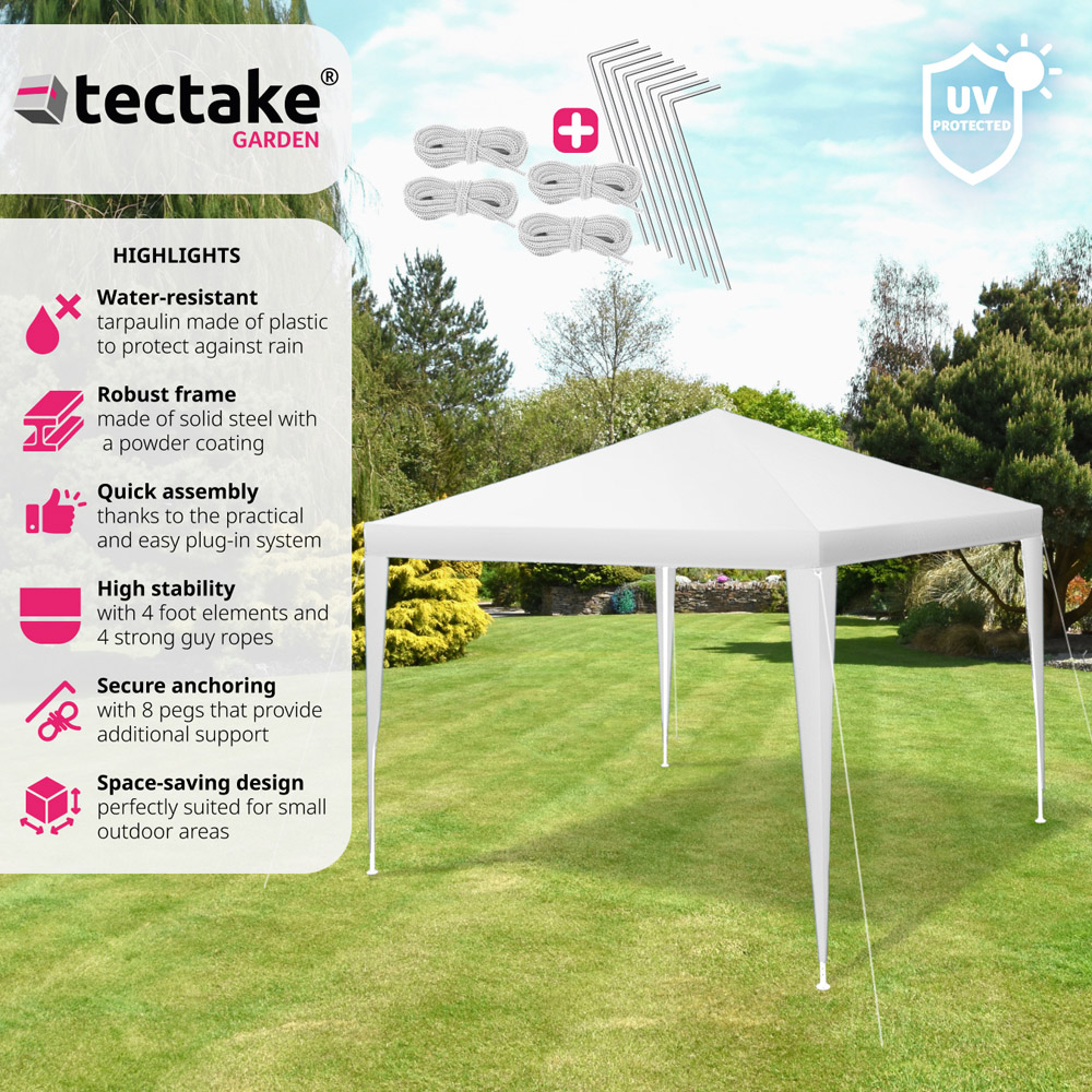 tectake Kara 3 x 3m White Water and UV Resistant Gazebo Image 6