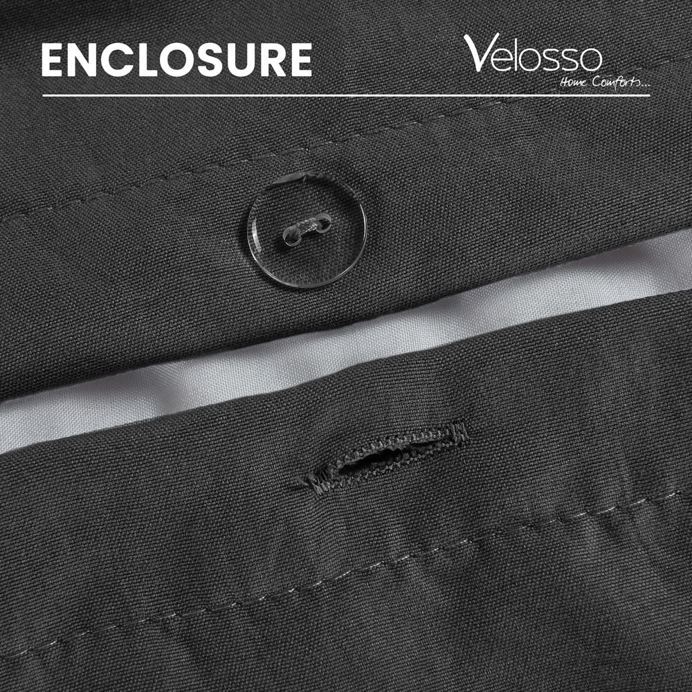 Velosso Washed Linen Look Double Charcoal Duvet Set Image 5