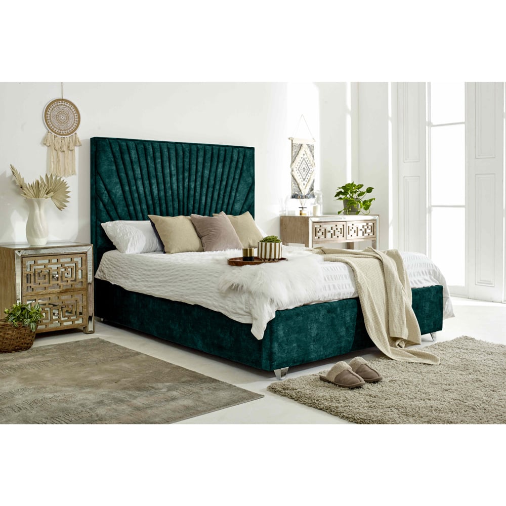 Eleganza Dawn Super King Size Ocean Marble Fabric Bed Frame with Headboard Image 7