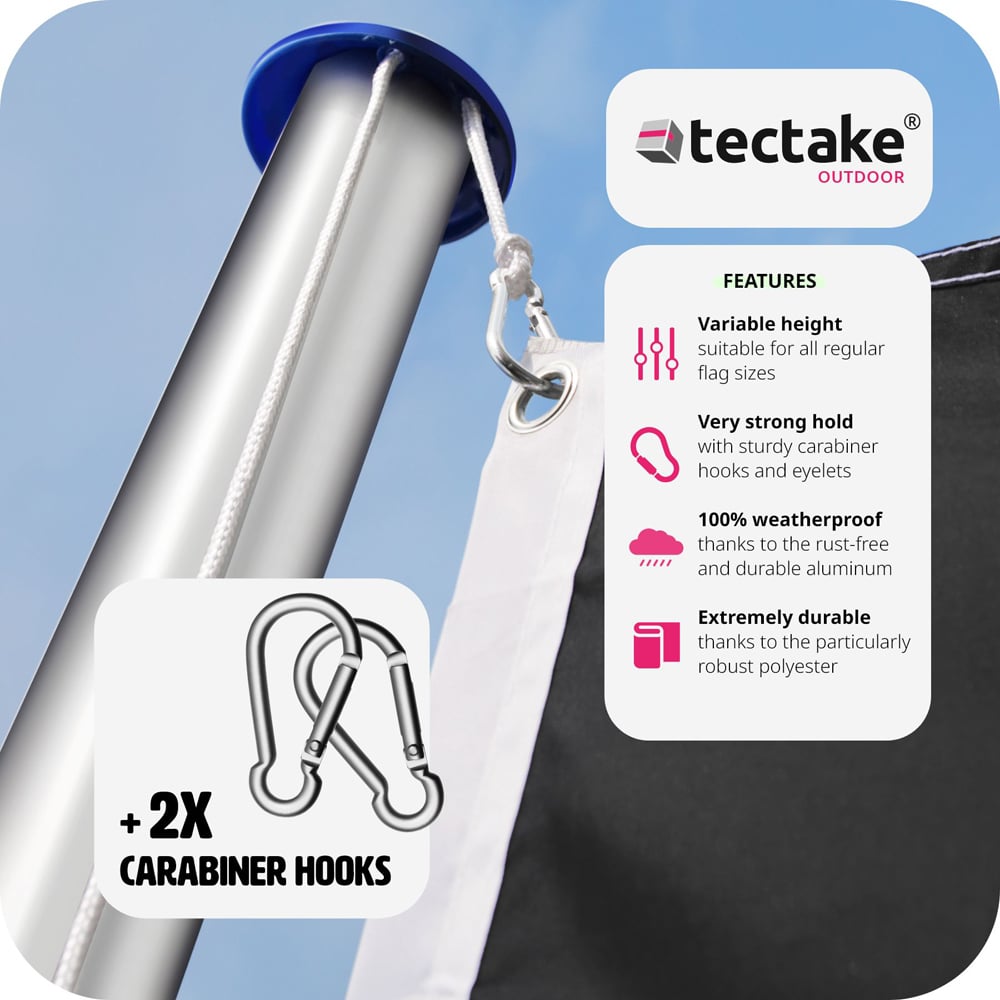 tectake Germany Flag with Flagpole 6.25m Image 3