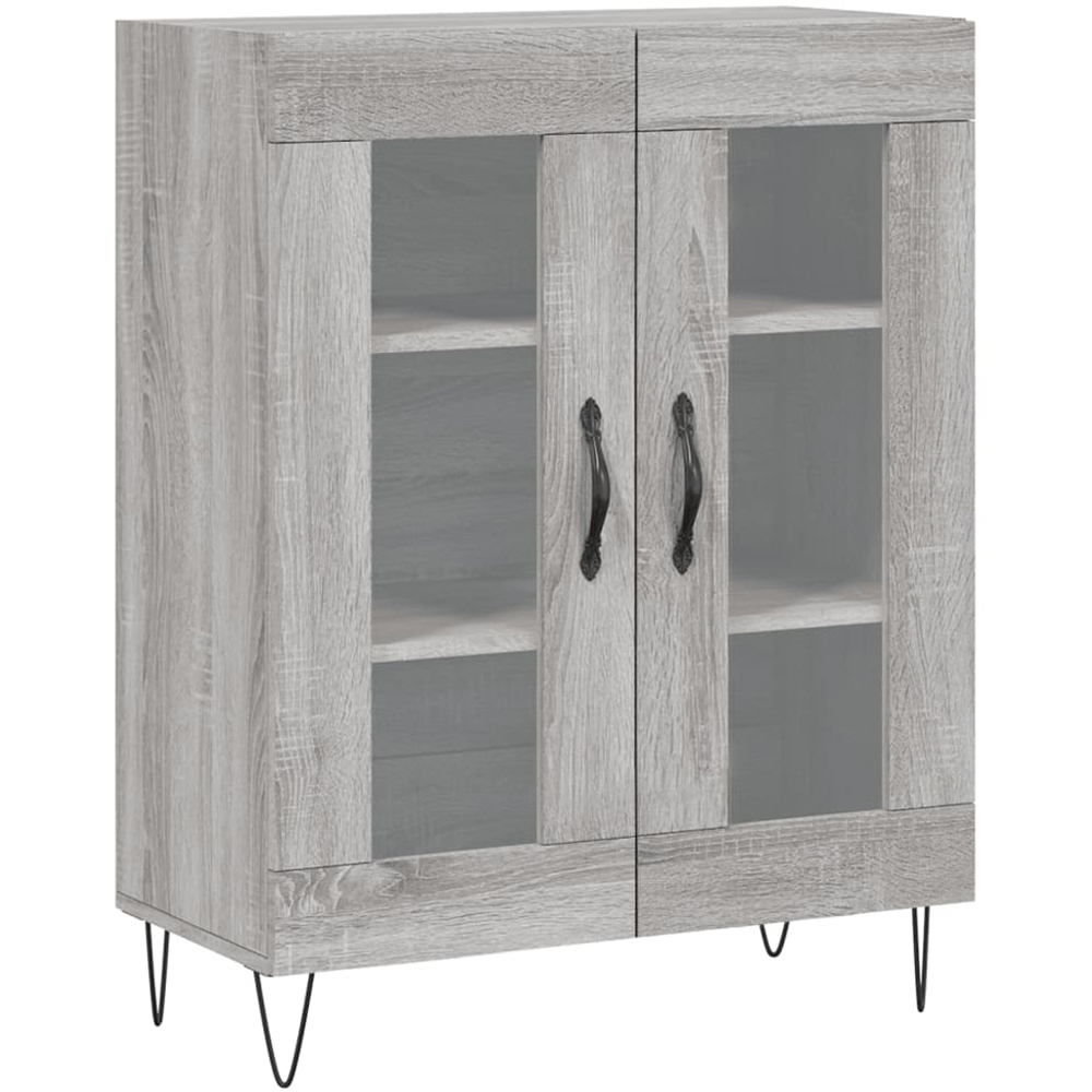vidaXL 2 Glass Door 3 Shelf Grey Sonoma Tall Highboard Image 7