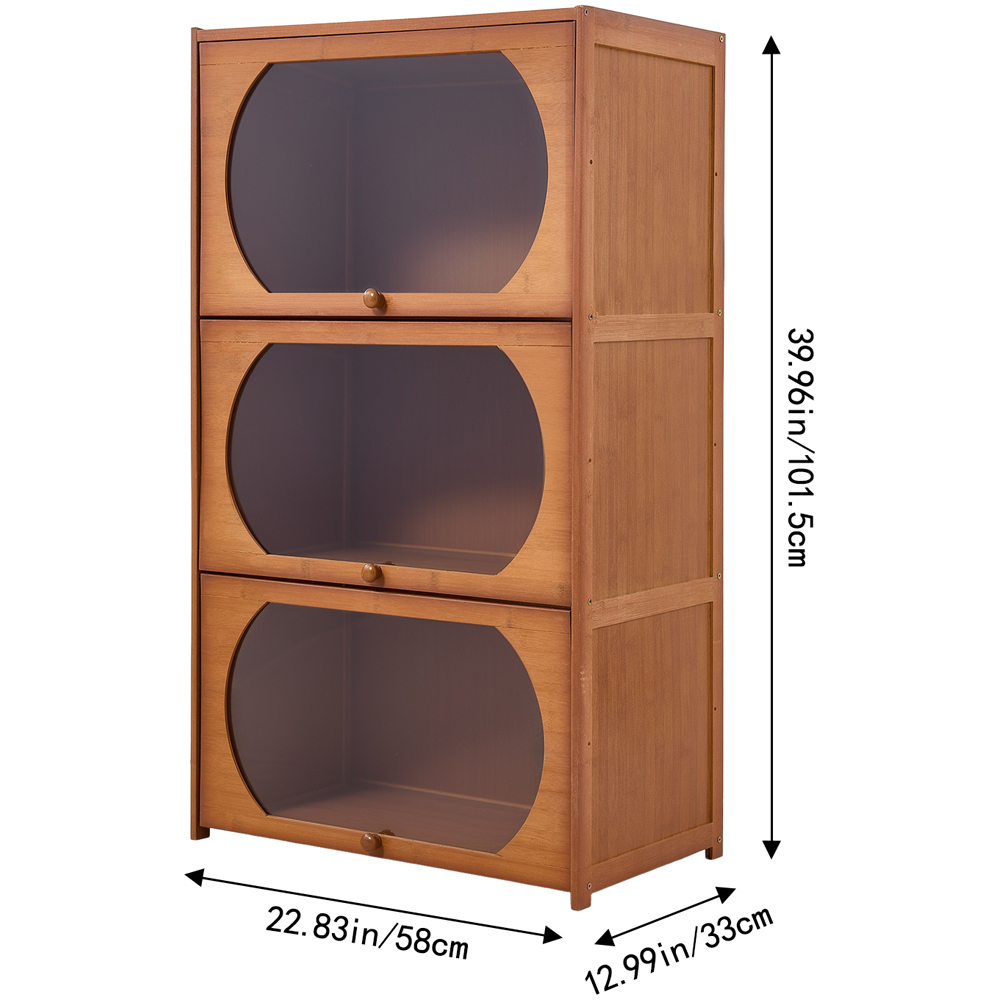 Living and Home 3 Acrylic Door Brown Bamboo Bookcase Image 9