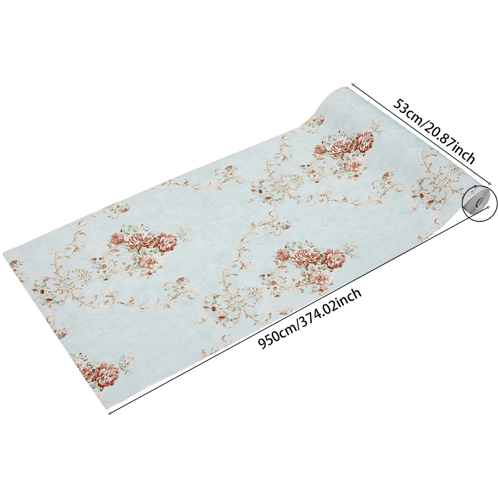 Living and Home Light Blue Flower Pattern Damask 3D Embossed Wallpaper Roll 950 x 53cm Image 8