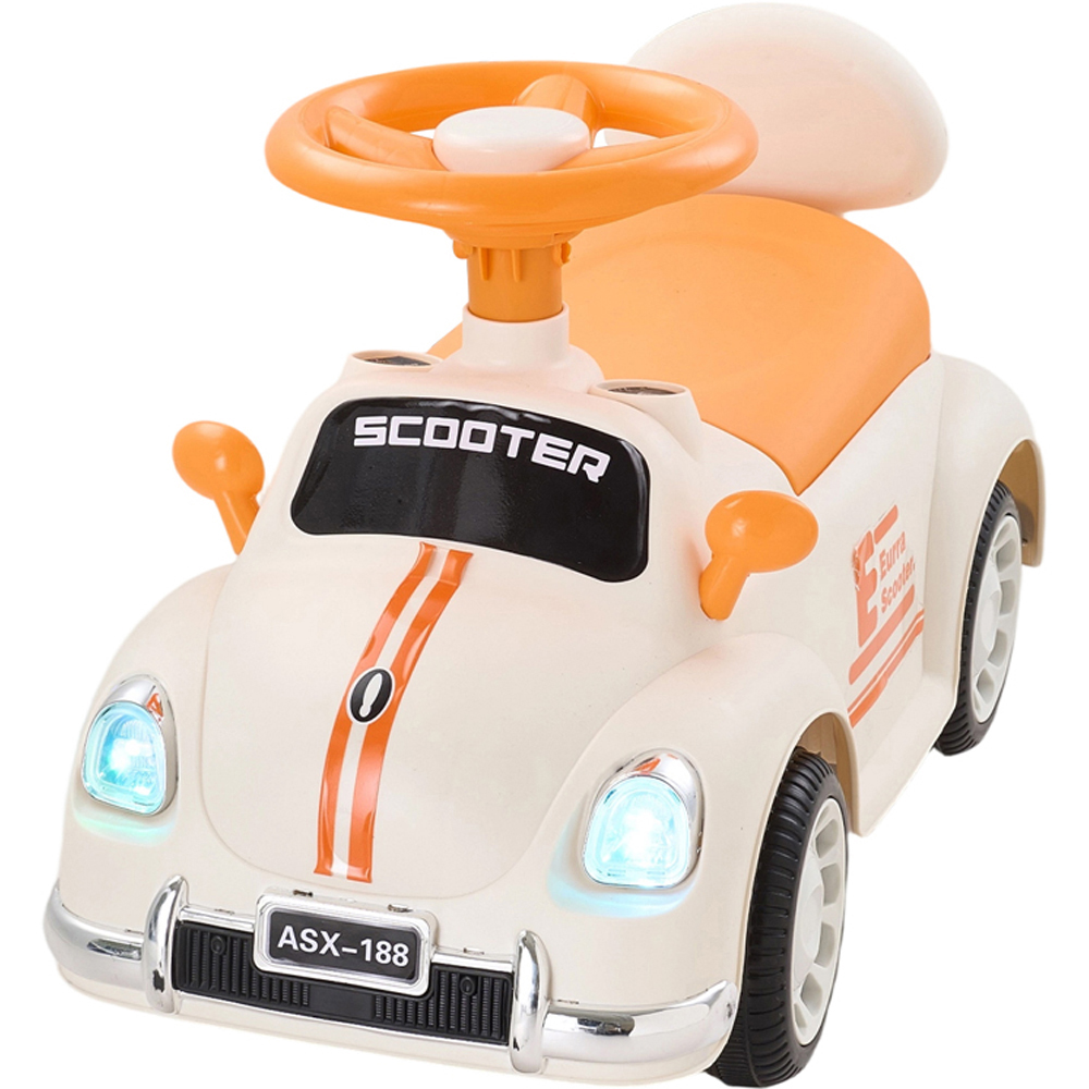 H&O Direct White Foot-to-Floor Kids Ride-On Car with Music Image 2