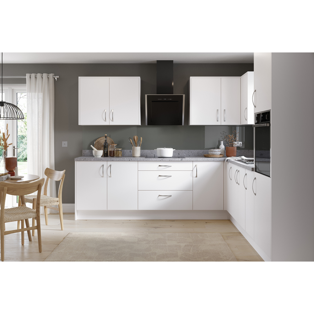Kitchen Kit Slab Matt White Double Oven Housing Flatpack Image 2