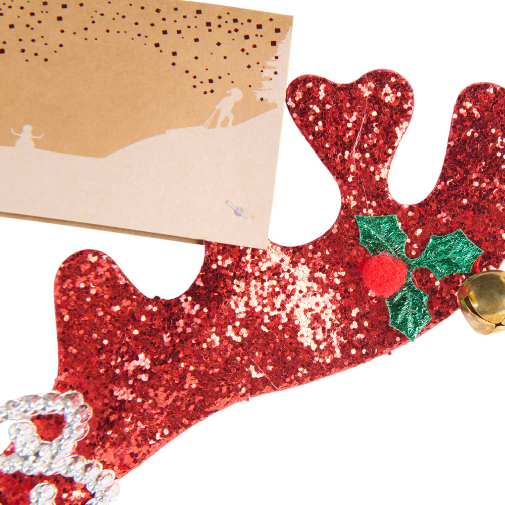 Christmas Antler Tiara Headband - Red Image 3