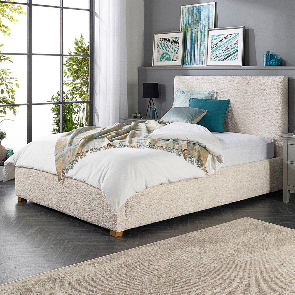Aspire King Size Cream Boucle Upholstered Garland Ottoman Bed Frame Image 8