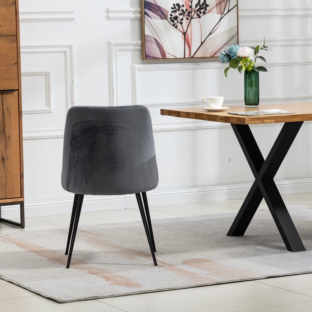 Artemis Home Morandi Set of 2 Grey Velvet Dining Chair Image 6