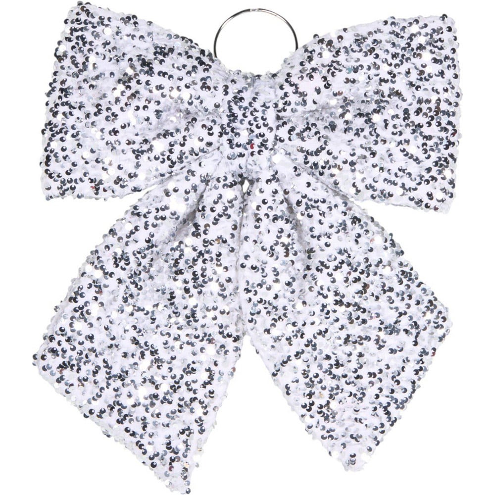 Sequin Sponge Bow Silver Image 1