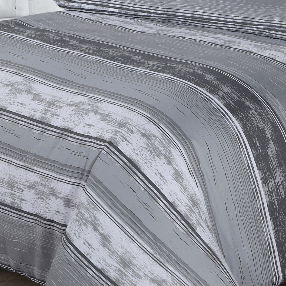 Velosso Brooklyn Double Grey Stripe Duvet Set Image 3