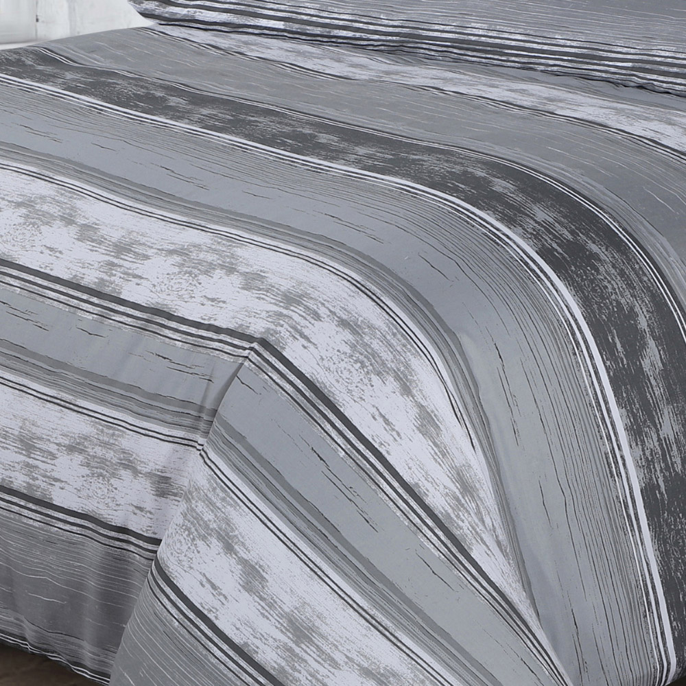 Velosso Brooklyn King Size Grey Stripe Duvet Set Image 3