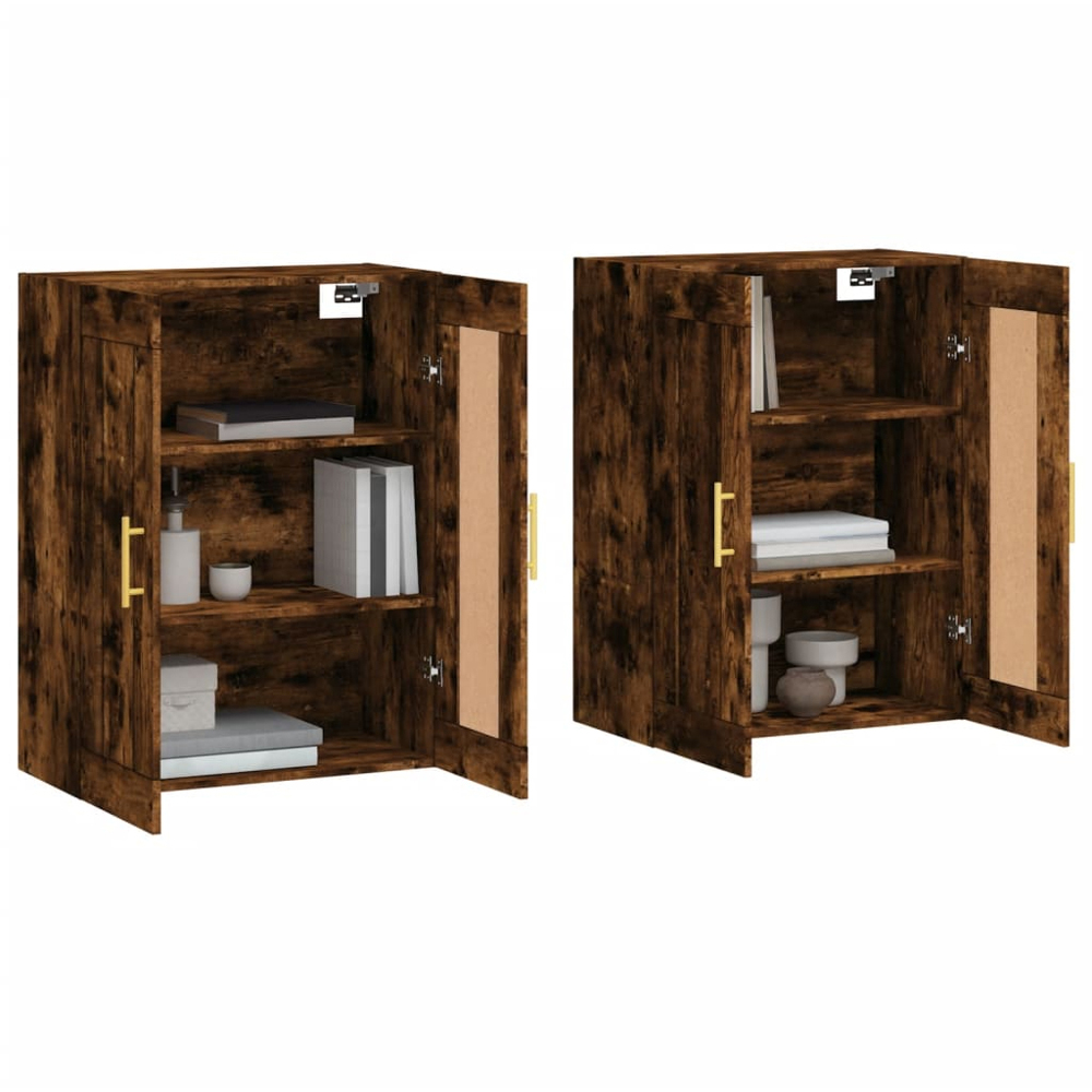 vidaXL 2 Door Brown Smoked Oak Wall Mounted Cabinet 2 Pack Image 3