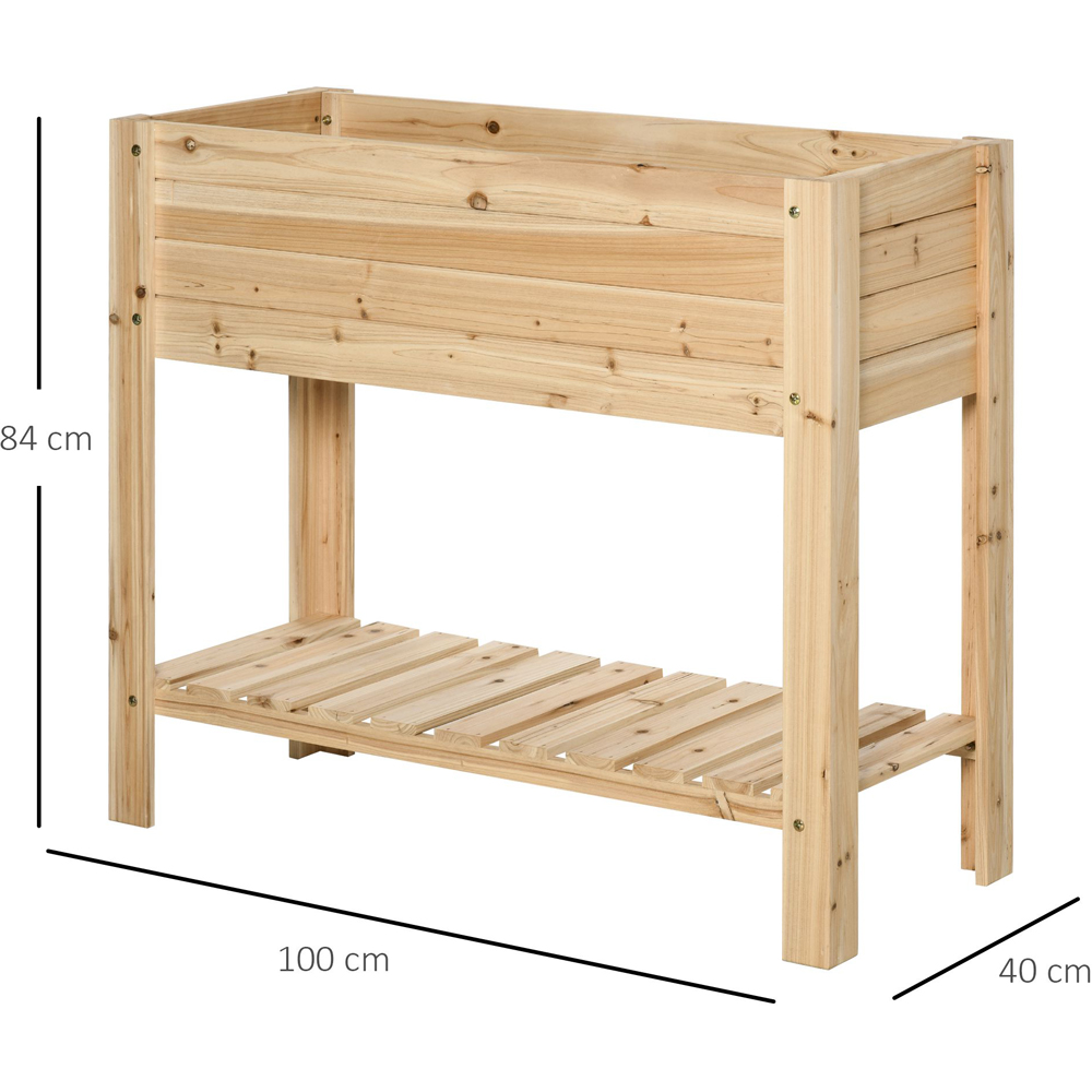 Outsunny Wooden Raised Planter Bed with Shelf 84 x 40 x 100cm Image 8