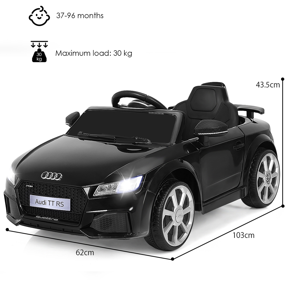 Costway Kids Black Licensed Audi TTRS Ride On Car with 2 Motors and MP3 Music 12V Image 8