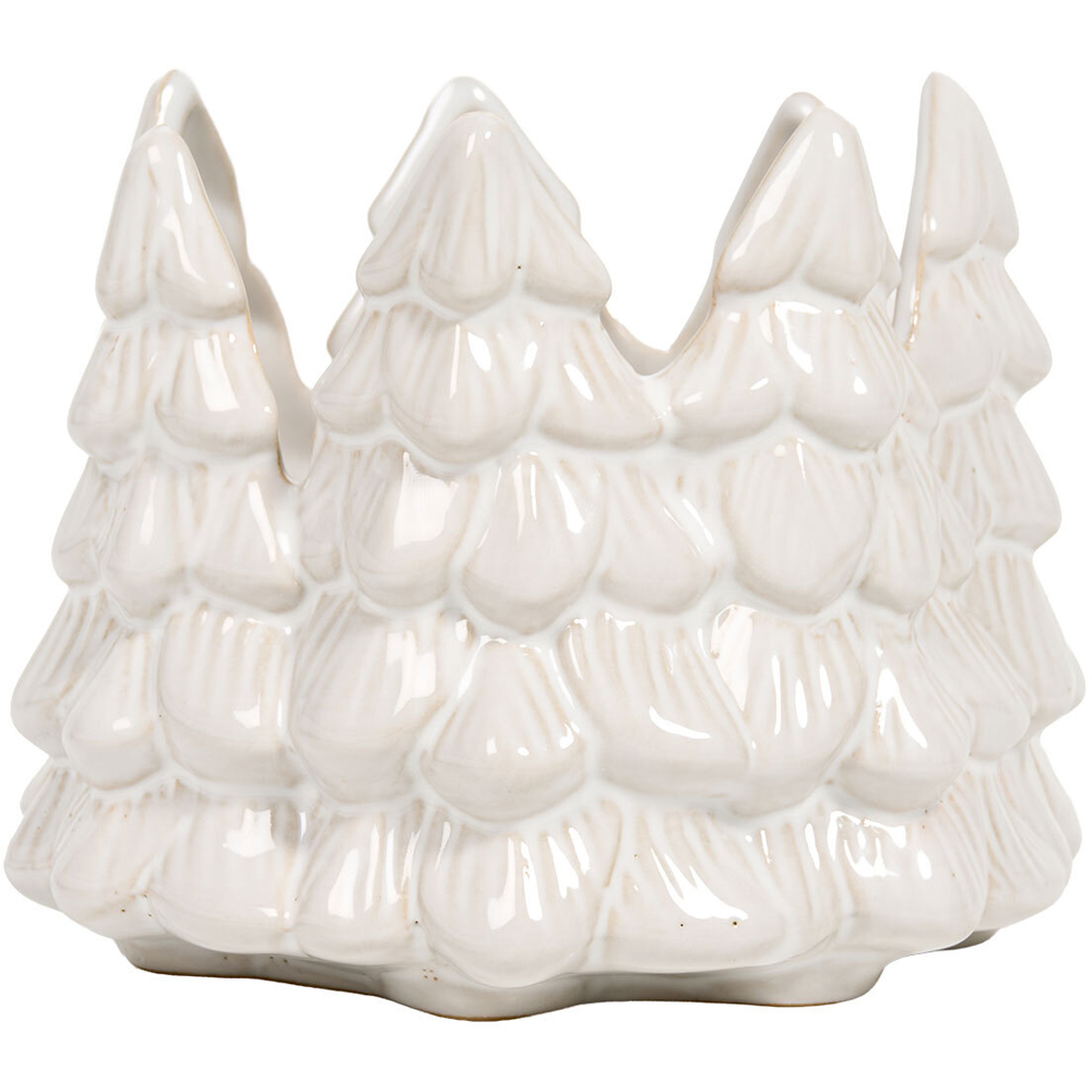 Glazed Tree Pillar Candle Holder - White Image 1