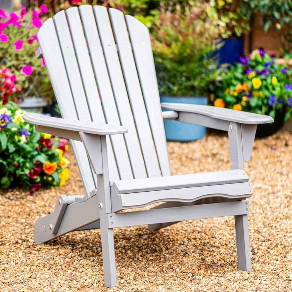 Garden Gear Grey Hemlock Hardwood Foldable Adirondack Chair Image 1