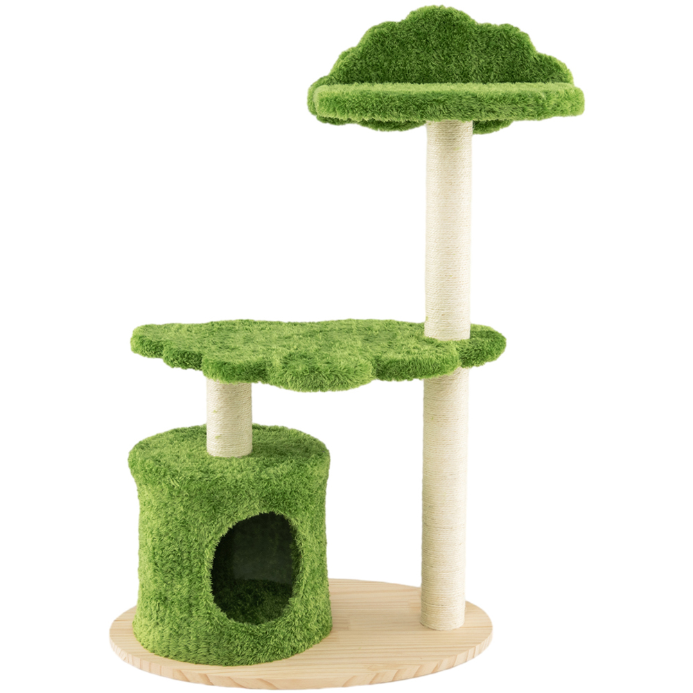 Costway Green Cat Tree with Fully Wrapped Sisal Scratching Posts 97cm Image 1