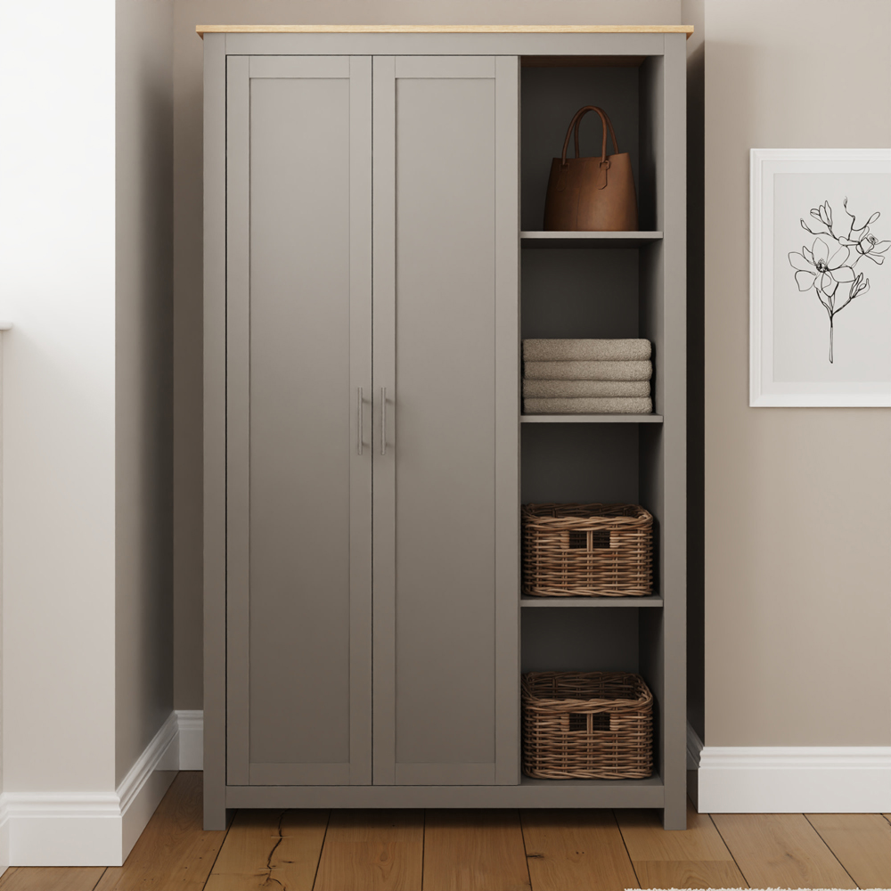 GFW Lancaster 2 Door 4 Shelf Grey Wardrobe Image 8