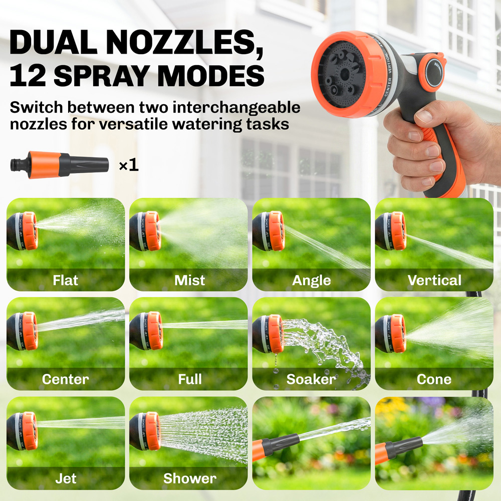 Outsunny 28m Black and Orange Wall-Mounted Retractable Hose Reel with Auto Retraction Image 8