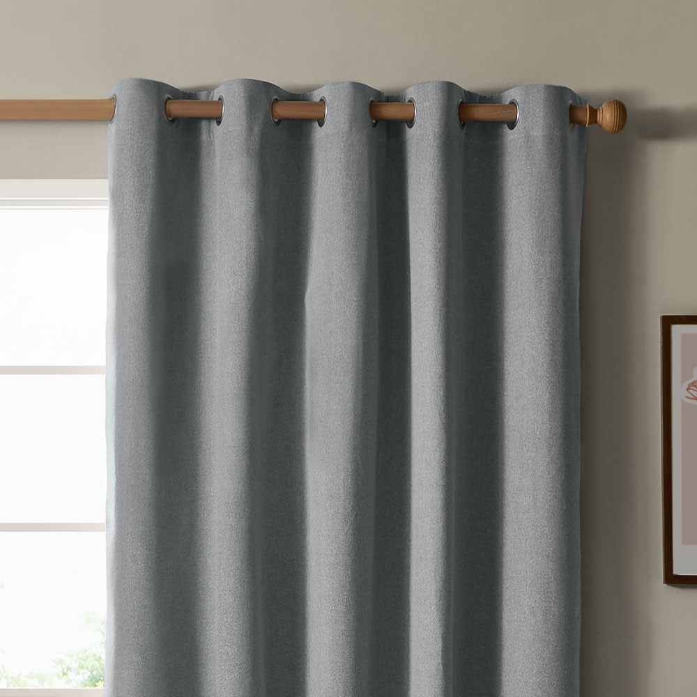 Furn The Ultimate Denim Textured Woven Blackout Eyelet Curtains 168 x 137cm Image 4