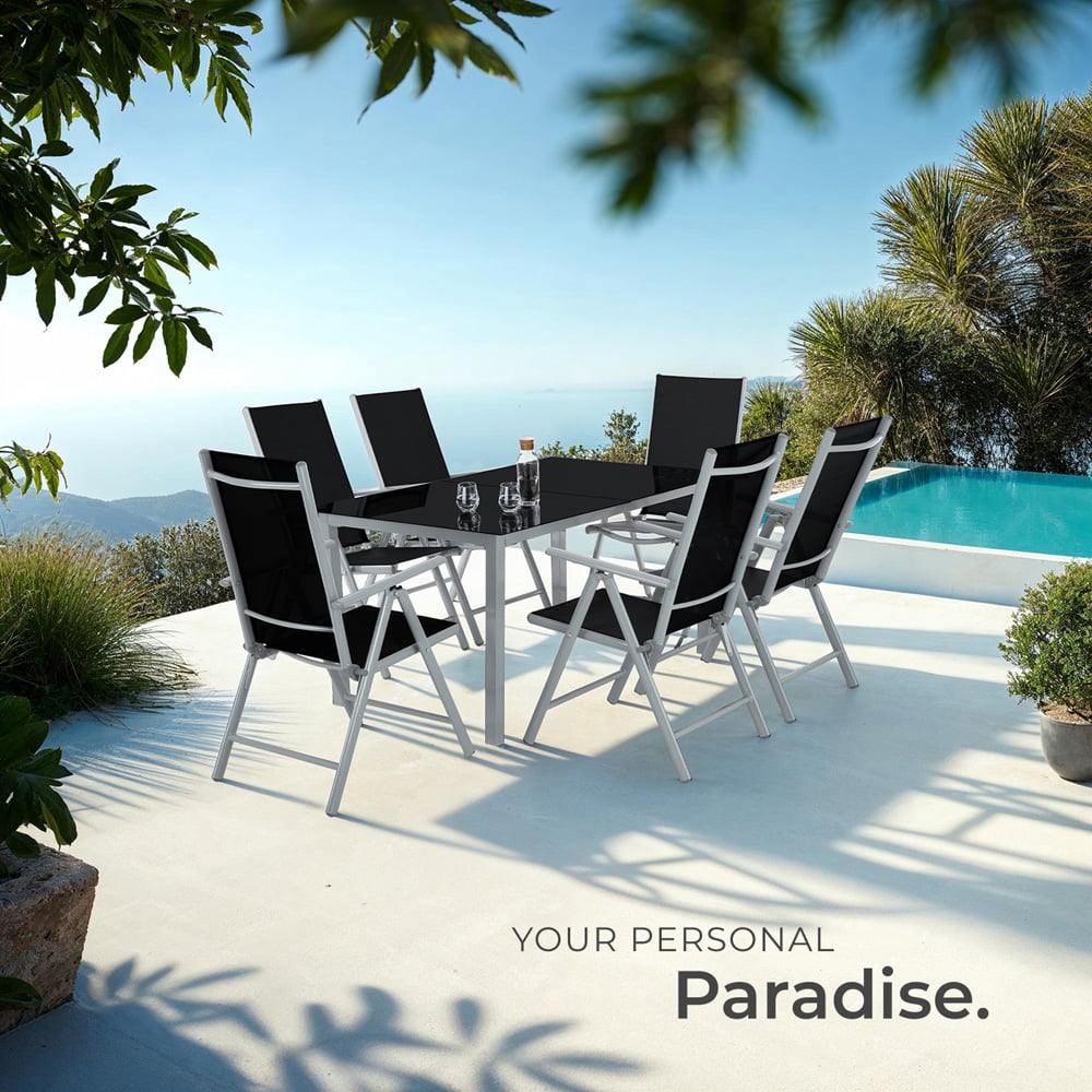 tectake Marilena Set of 8 Silver Adjustable Garden Chair Image 8